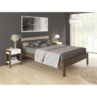 Imagem de Cama De Casal Para Colchão 138 X 188 Cm Cr35013 Nogal/Branca - MULTIMO