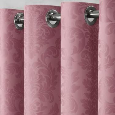 Imagem de Cortina Jacquard de 2,00 a 5,00 metros de largura para Sala Quarto Casa e Decoração (Rosa, 3,00 x 2,70)
