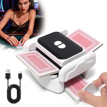 Imagem de Baralhador automático de cartões para 1 a 2 baralhos, máquina de embaralhar cartões elétrica recarregável com carregamento tipo C, design de baixo ruído e sem congestionamento, misturador automático