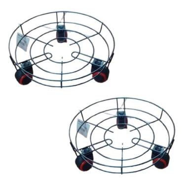Imagem de Kit 2 Suporte Para Botijão De Gás Vaso Em Metal Com Rodinhas - Idea