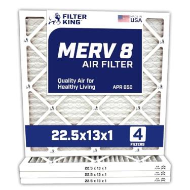 Imagem de Filter King Filtro de ar 22,5 x 13 x 1 | Pacote com 4 | Filtros de forno A/C plissados MERV 8 HVAC | Feito nos EUA | Tamanho real: 22,5 x 13 x 1,90 cm