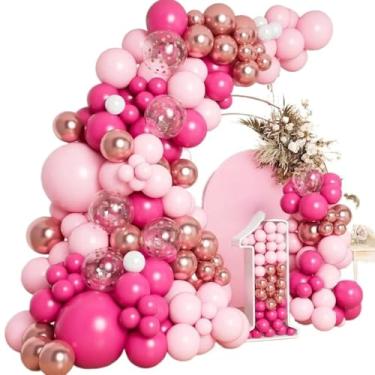 Imagem de Kit com 185 Balões Dourado + Branco + Marrom Metálico para Festas e Aniversários (Rosa vermelha - 141PCS)