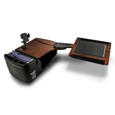 Imagem de AutoExec AE-RDBSLH-PM-21M Reach Car Desk para sua estação de trabalho de veículo e escritório móvel, banco traseiro, lado esquerdo, mogno com suporte para telefone