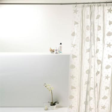 Imagem de Coina Box Pvc Mar Concha Branca 198x180cm - Uzoo Cortina Box Pvc 1.98x1.80m Concha Branca
