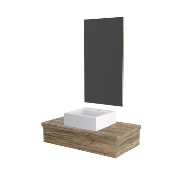 Imagem de Conjunto Bancada C-cuba Q39 E Espelheira Metrópole 801 Branco Chess Carvalho