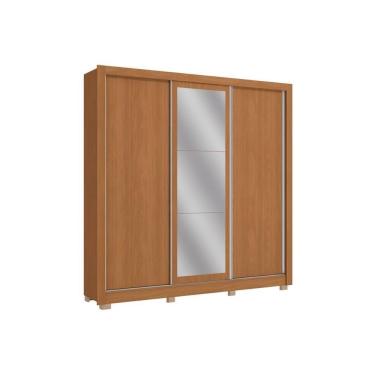 Imagem de Guarda Roupa 3 Portas De Correr (1 C/ Espelho) E 2 Gavetas C/ Pés Cb01m570 Flex Canela/canela Ou Off White - Kappesberg
