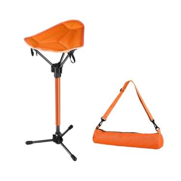 Imagem de Fenteer Banqueta dobrável para camping, assento portátil para camping, apoio para os pés ideal para caminhadas no quintal e trilhas, Laranja