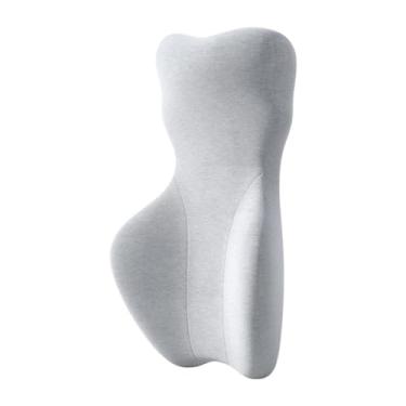 Imagem de MotiveTech Almofada de espuma viscoelástica para apoio da cintura, almofada para cadeira de escritório, compacta de apoio para costas altas, para cadeira de, Light Gray B