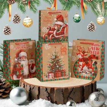 Imagem de 1 bolsa de compras de papel de Natal, bolsa de presente de festa de Natal, embalagem de biscoito doce, estilo 3 (23 x 18 x 10 cm)