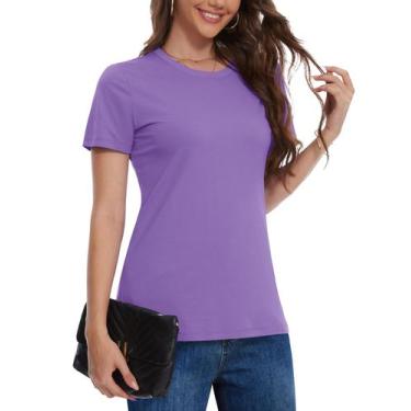 Imagem de Camiseta feminina YUCOLEN de manga curta de verão UPF50+ roxa clara