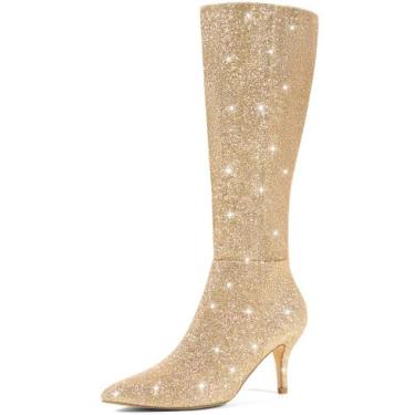 Imagem de Botas de cano alto Perphy Sparkly Glitter de salto agulha para mulhere
