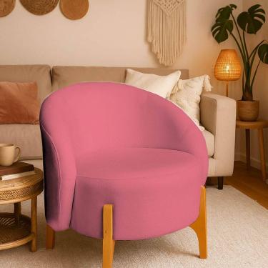 Imagem de Poltrona Orgânica Requinte Sala Escritório Pé Madeira Rosa