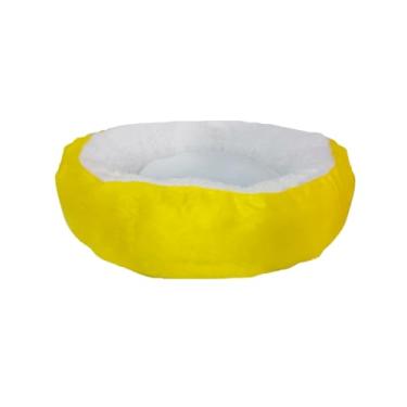 Imagem de Cama Caminha Pet Redonda de Sherpa para Gatos e Cachorros Macia, Quentinha e Confortável Excelente Qualidade 50 * 50cm(Amarela)