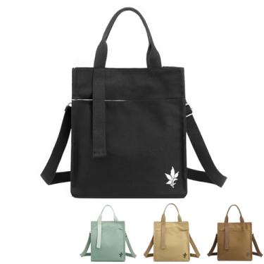 Imagem de Dylon Kailer Bolsa de ombro transversal de lona com bolso frontal com zíper bolsa feminina de compras com alça superior, Preto, One Size, Adequado para uso diário