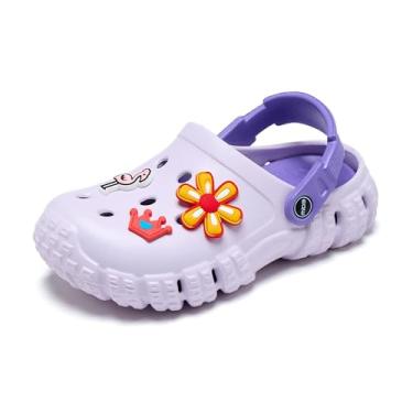 Imagem de EQW Tamancos infantis para meninos e meninas | Leve, antiderrapante, acolchoado de densidade dupla, suporte de arco | Berloques removíveis para praia, piscina e jardim | Crianças pequenas a crianças