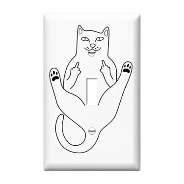 Imagem de Placa decorativa para interruptor de luz de gato engraçada, placa decorativa de interruptor único, 1 capa de interruptor de luz para banheiro, quarto, cozinha, decoração de casa, capas de tomada