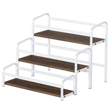 Imagem de Organizador de xarope de café, rack de vinho, suporte para temperos, 3 camadas (conexão magnética), 12 garrafas, prateleiras de armazenamento para xarope, suporte para café, bancada de cozinha, marrom