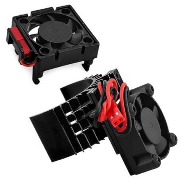 Imagem de Colaxi Conjunto de ventilador de resfriamento ESC e ventilador de motor para carro RC 1/10, dissipador de calor em liga de alumínio para Slash, Preto