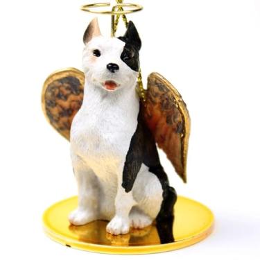 Imagem de Ornamento de anjo de animal de estimação malhado Pit Bull Terrier