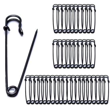 Imagem de 40 pinos de segurança grandes, pinos de segurança de aço resistente de 7 cm para roupas, cobertores, artesanato, saias, saias curtas, couro, lona e lã, etc. (preto)