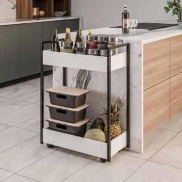 Imagem de Carrinho Gourmet Auxiliar Para Cozinha 2 Prateleiras Noah Preto M13 - 