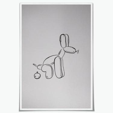 Imagem de Arte engraçada de parede de banheiro balão engraçado linha de cachorro arte minimalista preto e branco pôsteres de vaso sanitário brincalhão pintura em tela decoração para escritório casas modernas