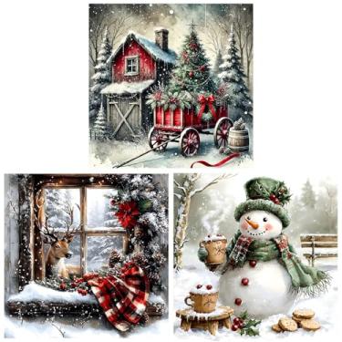 Imagem de LumiCraft 3 kits de pintura artística de diamante de Natal para adultos, kits de pintura de diamante 5D para iniciantes, faça você mesmo com brocas completas de diamantes, pontos e pedras preciosas