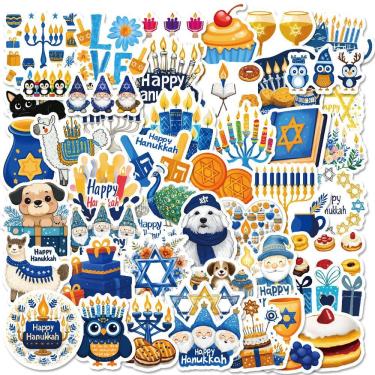Imagem de Pacote de adesivos para Hanukkah, 50 unidades Creative & Fun Menorah & Holi