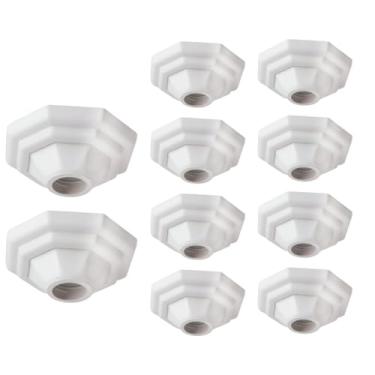 Imagem de Kit 10 Plafon Luminária Plafonier Pirâmide Paflon Branco Lâmpada Teto E27 Soquete Bocal Porcelana Bivolt 100W