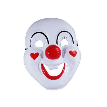 Imagem de Máscara de palhaço Happy Smiling PVC para rosto inteiro com nariz verm
