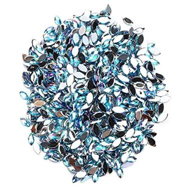 Imagem de Artesanato strass cristais de vidro 1000 peças contas em forma de olho de cavalo com parte traseira plana para artesanato faça você mesmo decoração acessórios de roupas resina (06 Lago Azul AB)