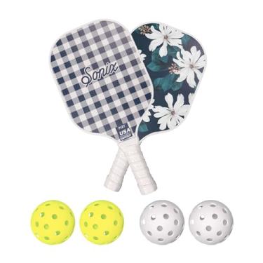 Imagem de Sonix | Aprovado pelos EUA | Conjunto de 2 pás de pickleball | Conjunto de pickleball de superfície de fibra de vidro com 2 raquetes, 4 bolas e bolsa | Delilah Flower