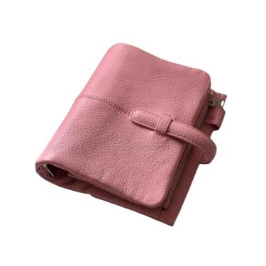 Imagem de Burxxong Caderno A6 Compagna de couro genuíno de cabra, agenda, anéis de estalogia, agenda de bolso com fichário de 30 mm (rosa barbecore)