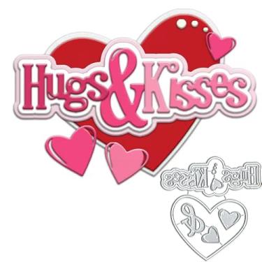 Imagem de Hugs&Kisses Corações Molduras Cortes Cortes de Metal Estênceis Cortados para DIY Álbum de Scrapbook Decorativo Gravação Cartão de Papel