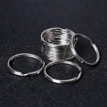 Imagem de 20 peças de chaveiro de prata sortidos em 4 tamanhos de metal redondos divididos chaveiros anéis para casa, carro, etiqueta de cachorro, cordão, acessório de chaves (28 cm)