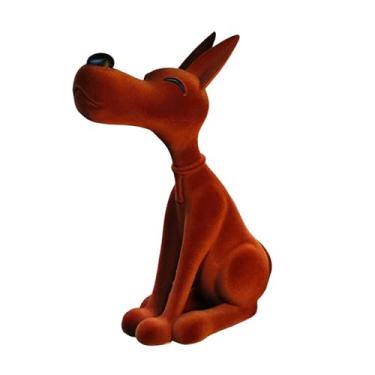 Imagem de FashionCha Estatueta de Cachorro Flocada, Enfeite de Mesa, Escultura Artesanal, Estatueta de Cachorro Flocada