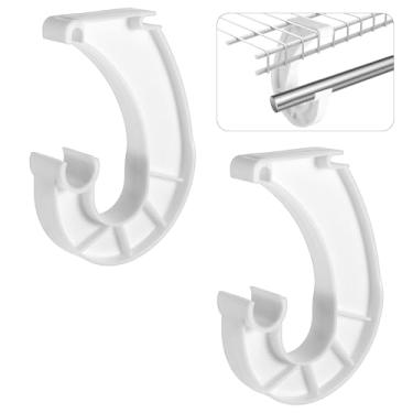 Imagem de 2 peças de suporte de varão de armário 3/4 para armários em forma de J, suportes para pendurar roupas, armários, armazenamento e fixação de cortina (branco)