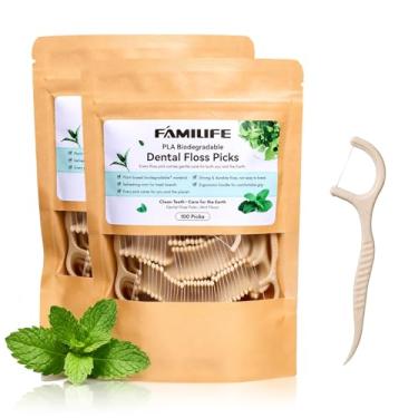 Imagem de FAMILIFE Palitos de fio dental ecológicos PLA, 200 unidades