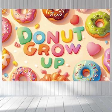 Imagem de Painel de Fundo com Tema Donuts 152x100cm, Doce Não Cresça Painel de Fundo para Aniversário para Recém-Nascidos Chá Bebê Meninas Decorações e Artigos Festa Aniversário