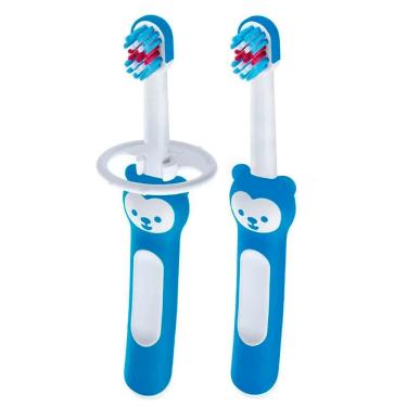 Imagem de Escova de Dente MAM Baby’s Brush 6+ Meses Azul 2 Unidades