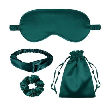 Imagem de 4 peças de máscaras de dormir de seda máscara de olho de cetim cobertura de olhos de seda para olhos vendados faixa de cabeça scrunchies bolsas bolsas presentes de dama de honra