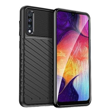 Imagem de IDEWEI Capa para Samsung Galaxy A50. Fibra de carbono refinada, anti-queda, anti-impressões digitais, proteção integral. A capa do telemóvel é compatível com Samsung Galaxy A50