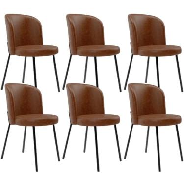 Imagem de Kit 6 Cadeiras Sala de Jantar Estofada Gavi L02 Couríssimo Marrom - Lyam Decor