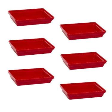 Imagem de Conjunto De Travessa Stillo Rasa Vemplast P 6 Peças Vermelho