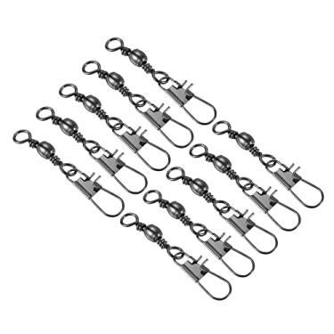 Imagem de Botões giratórios de barril de pesca, 50 peças de aço inoxidável de 10 kg, equipamento terminal de anel sólido para pesca em água salgada em água doce, preto