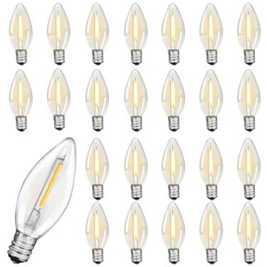 Imagem de Konictom Pacote com 25 lâmpadas LED E12 candelabro, branco quente macio regulável, lâmpadas LED de vela C26 de plástico para vela de vela, candelabro, ventilador de teto luz noturna decorativa, 0,6 W