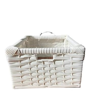 Imagem de Cesto Organizador, Cesta Caixa Organizadora Multiuso Fibra SintéTica 30x25x15,5 (Modelo Gaveta)(Branco)