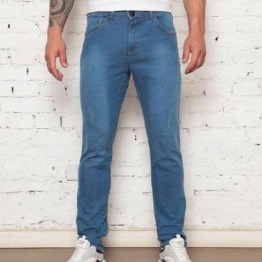 Imagem de Calça Reta Jeans Masculina Lavagem Clara Confortável-Masculino