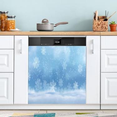 Imagem de ATTX Capa magnética de flocos de neve de Natal, 58,4 cm C x 66 cm A decoração da capa da máquina de lavar louça, decalques de armário doméstico eletrodomésticos adesivos #136