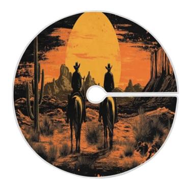 Imagem de Blueangle Saia de árvore de Natal de cowboy do oeste americano de 120 cm - poliéster macio e resistente a rugas, decoração de férias para festas de Natal, árvore festiva e decoração de casa (224)